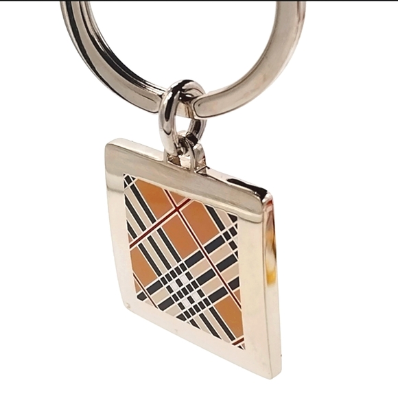 BURBERRY Nova Check Plaid Tan Square Multicolor Key Fob Keychain Men's Women’s - Picture 3 of 7
